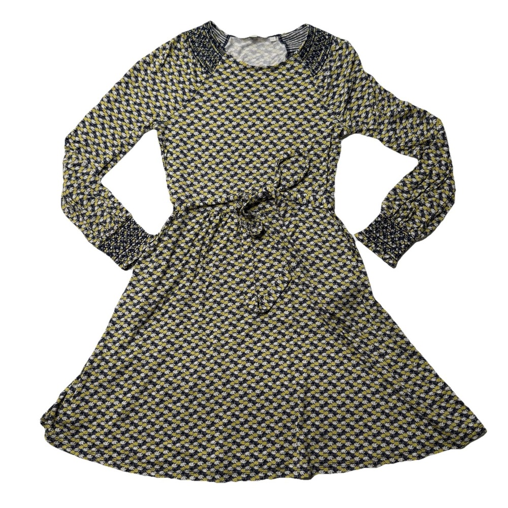 Boden Long Sleeve Floral Print Dress in Navy, Yellow, White